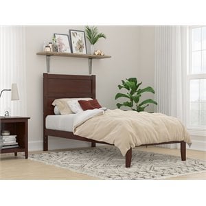 afi noho modern solid wood twin xl bed with usb charger in walnut
