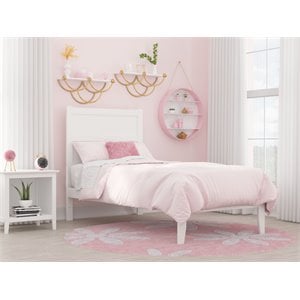 afi noho traditional wood twin platform bed with usb charger in white