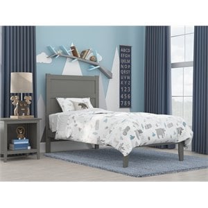 afi noho transitional solid wood twin bed with usb charger in gray
