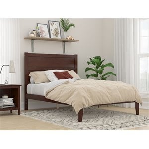 afi noho solid wood full platform bed with usb charger in walnut