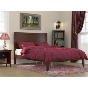 afi noho contemporary solid wood queen bed with usb charger in walnut
