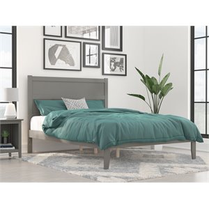 afi noho transitional solid wood queen platform bed with usb charger in gray