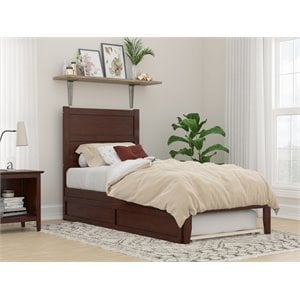 afi noho modern wood twin xl bed with twin xl trundle in walnut