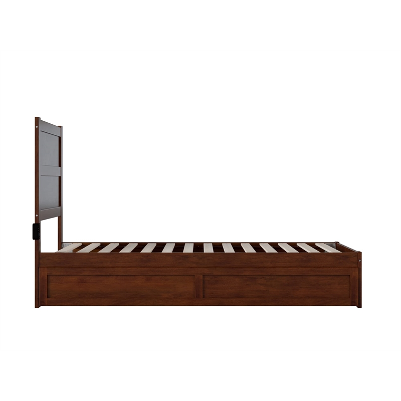 AFI NoHo Modern Wood Twin XL Bed with Twin XL Trundle in Walnut