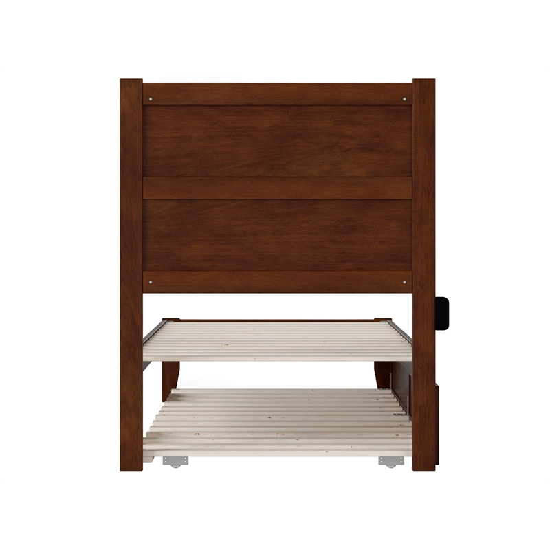AFI NoHo Modern Wood Twin XL Bed with Twin XL Trundle in Walnut