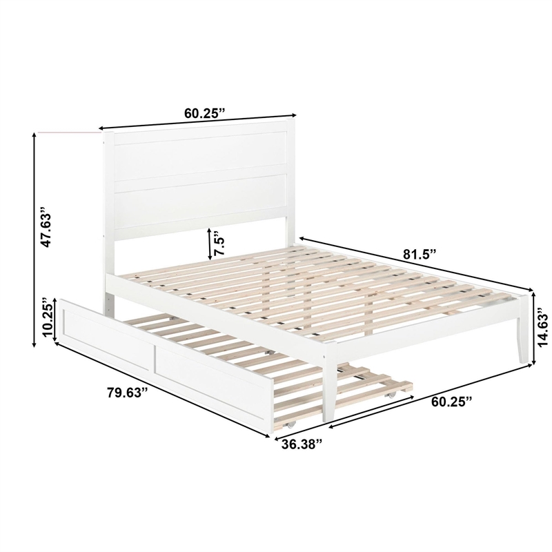 AFI NoHo Coastal Wood Queen Bed with Twin XL Trundle in White