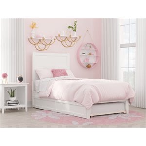 afi noho coastal solid wood twin bed with twin trundle and usb charger in white