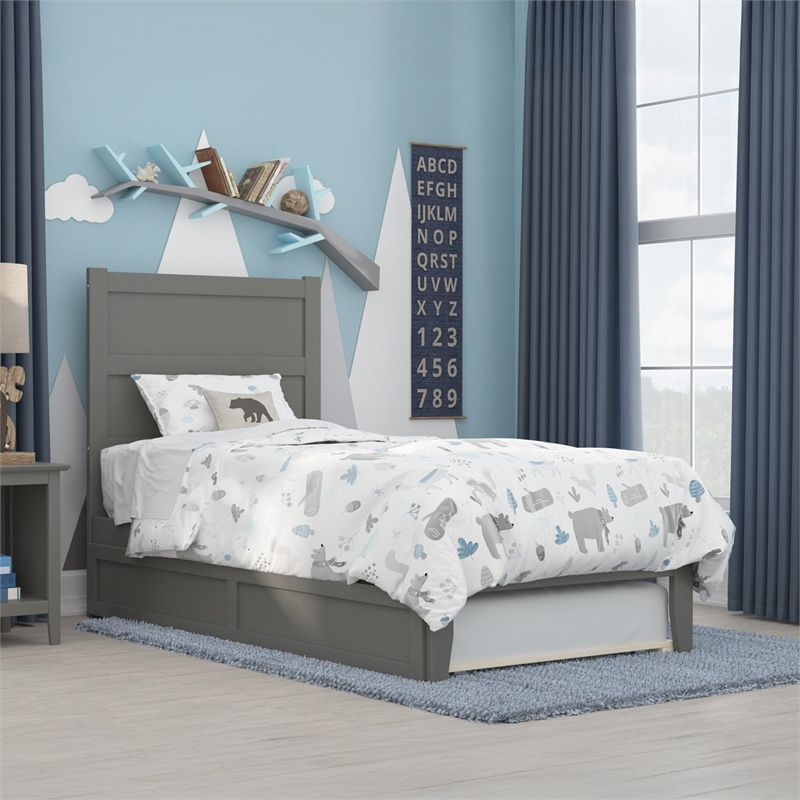 AFI NoHo Coastal Solid Wood Twin Bed with Twin Trundle in White