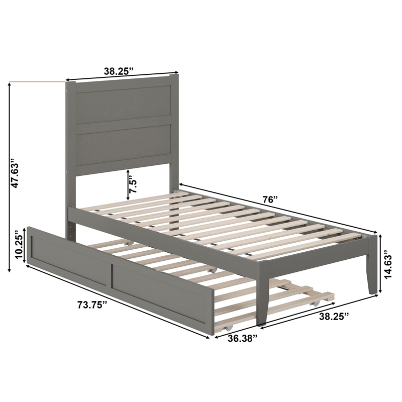 AFI NoHo Coastal Solid Wood Twin Bed with Twin Trundle in White