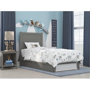 afi noho farmhouse solid wood twin bed with twin trundle in gray