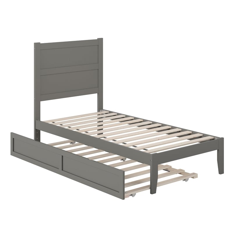AFI NoHo Farmhouse Wood Twin Bed with Twin Trundle in Grey