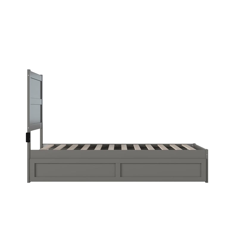 AFI NoHo Farmhouse Wood Twin Bed with Twin Trundle in Grey