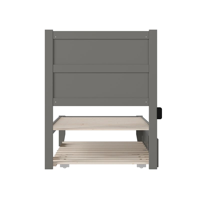 AFI NoHo Farmhouse Wood Twin Bed with Twin Trundle in Grey