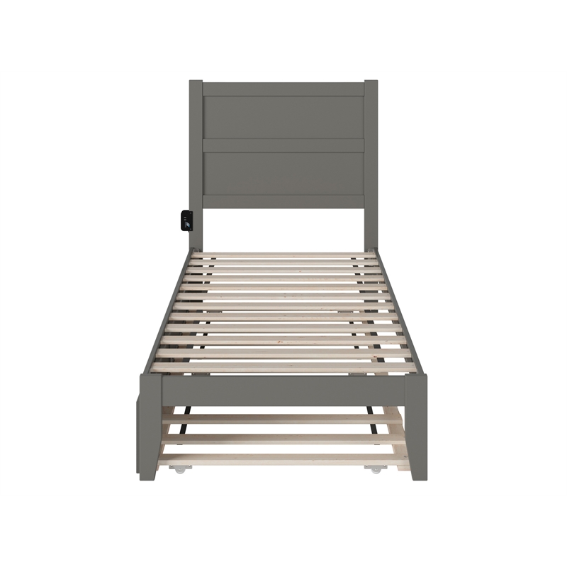 AFI NoHo Farmhouse Solid Wood Twin Bed with Twin Trundle in Gray