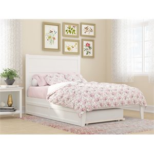 afi noho solid wood full bed with twin trundle with usb charger in white