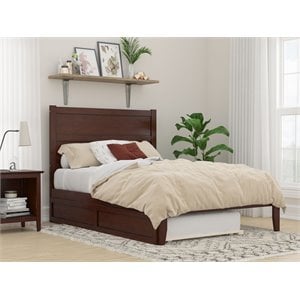 afi noho modern wood full bed with twin trundle with usb charger in walnut