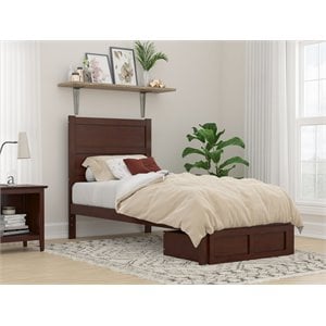 afi noho contemporary wood twin xl bed with foot drawer in walnut