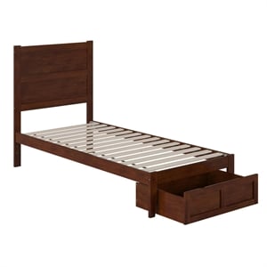 AFI NoHo Contemporary Wood Twin XL Bed with Foot Drawer in Walnut