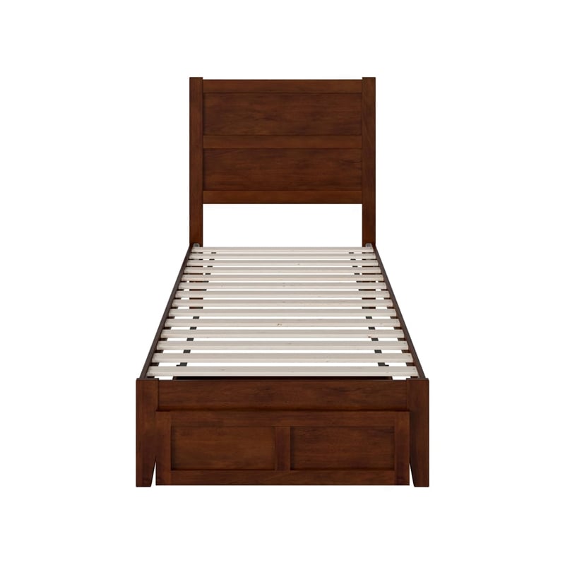AFI NoHo Contemporary Wood Twin XL Bed with Foot Drawer in Walnut