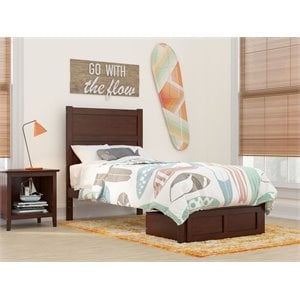 afi noho contemporary wood twin bed with foot drawer in walnut