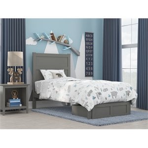 afi noho transitional wood twin bed with foot drawer in gray