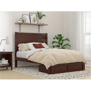 afi noho contemporary wood full bed with foot drawer in walnut