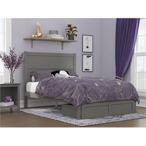afi noho transitional wood full bed with foot drawer in gray