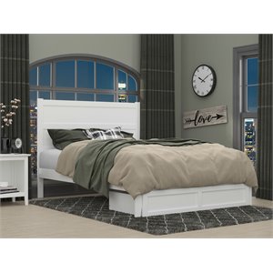 afi noho solid wood queen bed with foot drawer and usb charging station in white