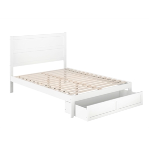 AFI NoHo Solid Wood Queen Bed with Foot Drawer in White