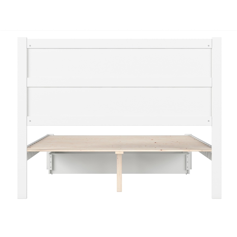 AFI NoHo Solid Wood Queen Bed with Foot Drawer in White