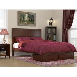 afi noho modern wood queen platform bed with foot drawer in walnut