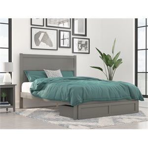afi noho solid wood queen bed with foot drawer and usb charging station in gray