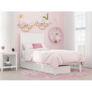 afi noho solid wood twin bed with 2 drawers and usb charger in white