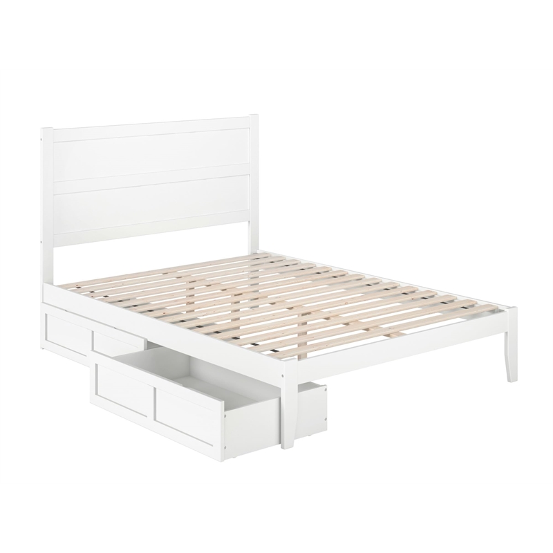 AFI NoHo Solid Wood Twin Bed with 2 Drawers in White