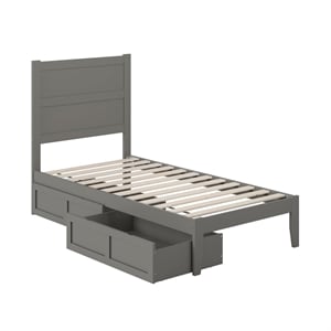 AFI NoHo Solid Wood Twin Bed with 2 Drawers in Grey