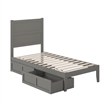 AFI NoHo Solid Wood Twin Bed with 2 Drawers in Grey