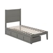AFI NoHo Solid Wood Twin Bed with 2 Drawers in Grey