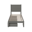 AFI NoHo Solid Wood Twin Bed with 2 Drawers in Grey