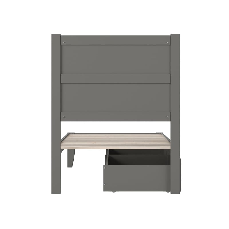 AFI NoHo Solid Wood Twin Bed with 2 Drawers in Grey