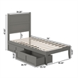 AFI NoHo Solid Wood Twin Bed with 2 Drawers in Grey