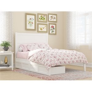 afi noho solid wood full platform bed with 2 drawers and usb charger in white
