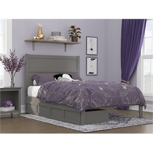 afi noho solid wood full bed with 2 storage drawers and usb charger in gray