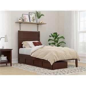 afi noho modern solid wood twin xl bed with 2 drawers in walnut