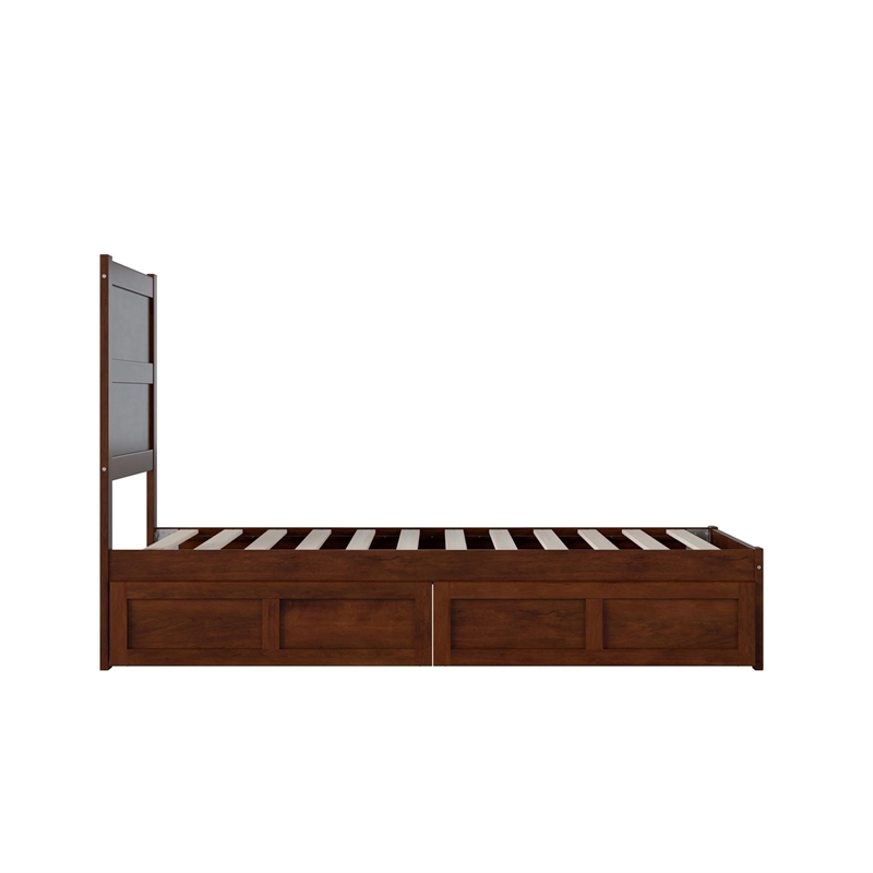 AFI NoHo Modern Wood Twin XL Bed with 2 Drawers in Walnut