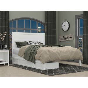 afi noho traditional solid wood queen bed with 2 storage drawers in white