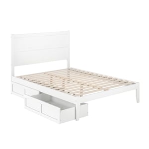 AFI NoHo Traditional Solid Wood Queen Bed with 2 Storage Drawers in White