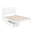 AFI NoHo Traditional Solid Wood Queen Bed with 2 Storage Drawers in White