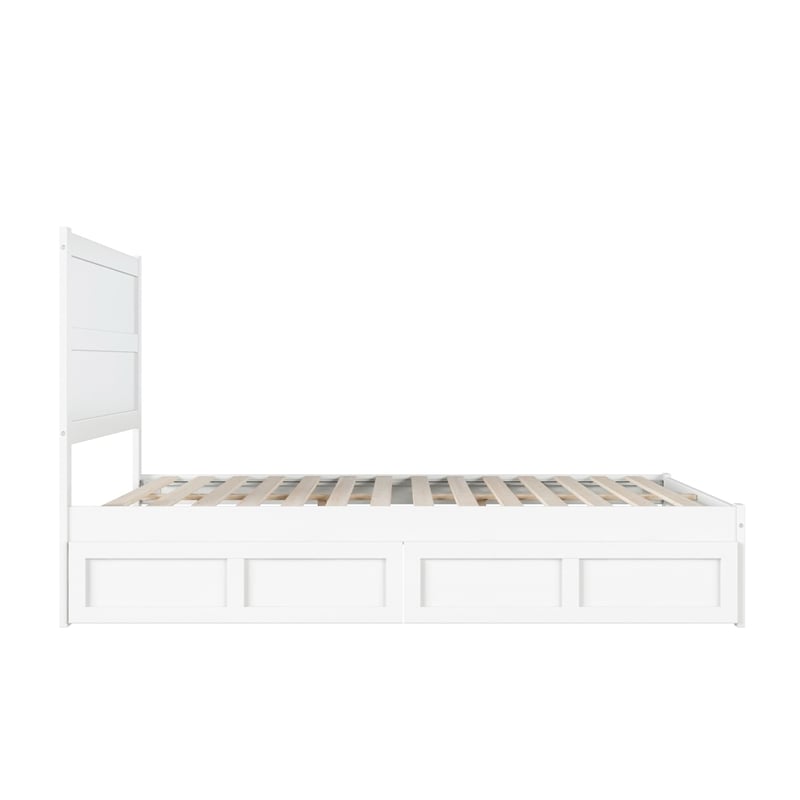 AFI NoHo Traditional Solid Wood Queen Bed with 2 Storage Drawers in White