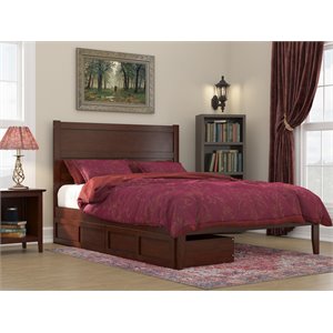 afi noho contemporary wood queen bed with 2 drawers in walnut
