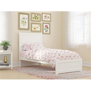 afi noho traditional wood twin xl bed with footboard in white
